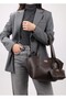 Women's Chain Mini Bag with Charm Detail, Brown Large Size Hand and Shoulder Bag Twin - 3