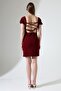 Burgundy Square Neck Low-Cut Back Imported Crepe Fabric Dress - 8