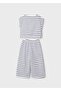 Girl's Striped Trousers Suit 6-10 Years White - 2