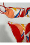 Multicolored Tropical Pattern Lined Bikini Set - 6