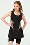 Zero Sleeve Semi-Closed Swimsuit with Piping Decoration - 2