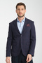 Diegos Men's Navy Blue Plaid Slim Fit Mono Collar Sports Blazer