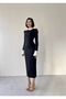 Black and White Detail Gold Button Shirt Collar Short - Long Dress - 2