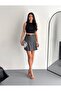 Women's Battery Detail Inside Shorts Leggings Mini Skirt Belted Model - 6