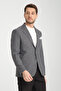 Tadic Men's Dark Gray Patterned Stretch Fabric Slim Fit Bag Pocket Half Lining 4 Season Blazer Jacket - 3