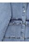 Stone detailed spreading pocketed denim jacket - ice blue - 6