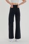 Winte Model Women's Lycra Black Super High Waist Loose Leg Jans Trousers - 3