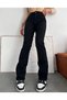 A130004 Women's Black High Waist Spanish Flare Jeans Wide Leg Denim Pants - 2