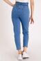 By-2184 Women's Medium Blue Waist Elastic Boyfriend High Waist Jeans Blue High Waist Drawstring Mom Pants - 7