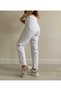 By-7718 High Waist Lycra White Mom Jeans Stretchy Denim Skinny Leg Pants - 4
