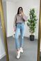 Penolope Women's Mola Blue Snow Wash Mom Jean Women's Boyfriend High Waist Lycra Jeans - 2