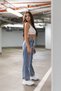 Women's Blue Snow-Wash Relaxed High-Waist Stretch Fabric Wide-Leg Denim Jeans - 4