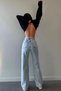 My End Game Ice Blue Women's Loose Lycra 90's Super High Loose Leg Denim Palazzo Trousers - 2