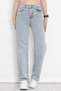 High Waist Lycra Pocketed Wide Leg Jeans - Women's Blue Denim Palazzo Trousers 18695 - 2