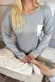 Cream Star Patterned Bamboo Long Sleeve Women's Pajama Set - 5
