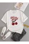 Women's White Cherry Bomb Printed Oversize T-Shirt - 3