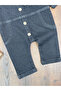 Premium Quality Soft Texture Front Buttoned Flexible Wide Fit Unisex Knitted Denim Baby Jumpsuit - 2