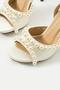 Perla Leather Pearl Detail White Heeled Shoes - 3