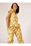 Green Floral Patterned Shirt Collar Satin Shorts Pajama Set - 2