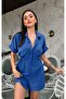 Women's Blue Viscose Jumpsuit with Shorts