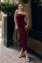 Burgundy Gigi Strapless Women's Midi Length Dress - 2
