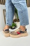 Daily Women's Mink Navy Blue Red Sneaker High Sole Lace Tiger Stripe Shoes 032 - 6