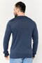 Men V-Neck Knitted Long Sleeves Sweater, Navy - 4