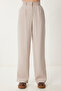 Textured Wide Leg Woven Pants Beige Lhm0005 - 4