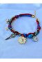 Ethnic Style Blue Red Key Detailed Gold/Silver Color Necklace with Charm - 3