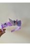Girl's Kuromi Figured Glittered Winged Ribbon Purple Color Tulle Crown 1 Piece - 4