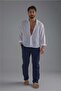 Men's Linen White Button Shirt White - 4