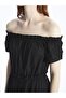Boat Neck Plain Short Sleeve Women's Dress (S4) - 4