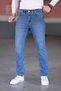 Light Blue Lycra Men's Jeans - Regular Fit, Normal Waist, Thick Fabric
