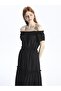 Boat Neck Plain Short Sleeve Women's Dress (S4) - 3