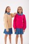 Girl's Jeans Collar Raised Sweatshirt Pleated Denim Skirt Set of 2 - 6