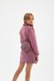 Girl's Gold Button and Striped Piping Detailed Crop Jacket Skirt Chain Strap Bag Set of 3 - 9