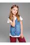 Girl's Patterned Wide Leg Pants Jeans Vest Double Set - 7
