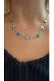 Silver Color Evil Eye Bead and Bird Figured Steel Necklace