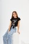 Girl's Dance Lettered Tied Piece Blue Jeans Set of 2 - 3