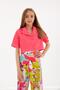 Girl's Padded Blazer Jacket Colorful Patterned Wide Leg Trousers 2-Piece Set - 5