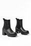 5109-3056 Black Elastic Thick Heeled Daily Women's Boots - 4