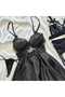 Passion Black Satin 4-Piece Nightgown Set 6823 - 2