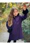 Girl's Hooded and Sleeved Cashmere Coat with Fur Detail - 7