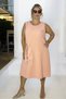 JAPANESE-STYLE (SLEEVELESS) SLEEVE, POCKET DETAIL, MIDDLE LENGTH, PLUS SIZE FLAMED Linen DRESS.