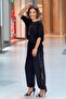 Black Sequin Sequin Detailed Slit Cotton Baggy
