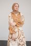Patterned Viscose Brown Dress with Placket Front - 2