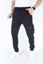 Men's black Cargo Pocket pants with elasticated waist and cuffs Stretch Fabric flexible everyday casual style - 3