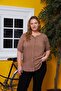 Voile Viscose Plus Size Mink Shirt with Sleeve Detail