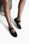 Linta Women's Stoned Black Ballerina Shoes