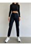 Women's High Waist Black Lycra Mom Jean Boyfrend Jeans - 2
